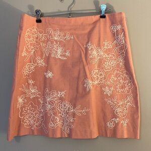 Pink Embroidered LOFT Pencil Skirt